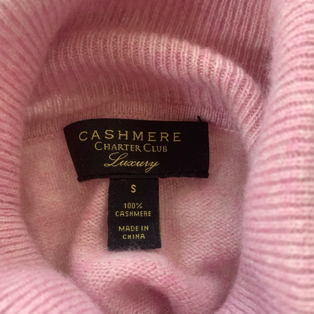 100% Cashmere Pink Turtleneck Sweater Size S - Picture 6 of 7